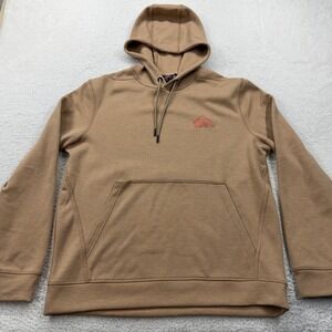 Quiksilver Mens Hoodie Tan Brown Waffle Knit Lined Pullover Sweatshirt Large